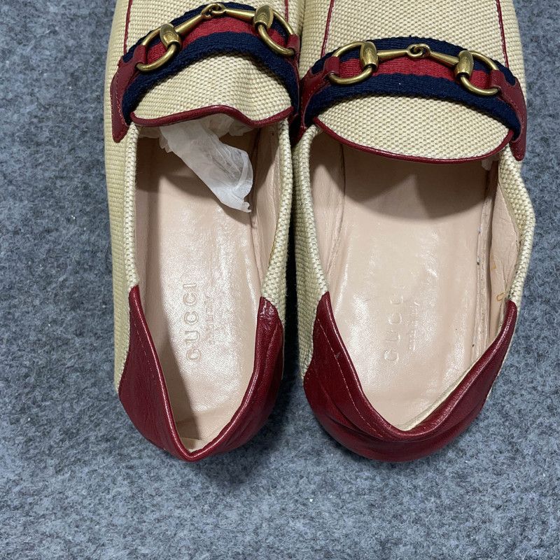 Gucci Gucci Women's Horsebit Loafers in Beige/Red 0079 Size US 6.5 / EU 39-40 - 10 Thumbnail