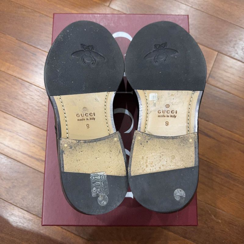Gucci Gucci Black Leather Casual Shoes with Green Red Stripe 0079 Size US 9.5 / EU 42-43 - 4 Thumbnail