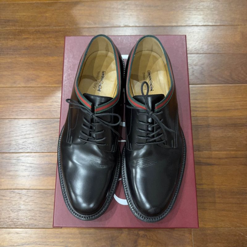 Gucci Gucci Black Leather Casual Shoes with Green Red Stripe 0079 Size US 9.5 / EU 42-43 - 2 Thumbnail