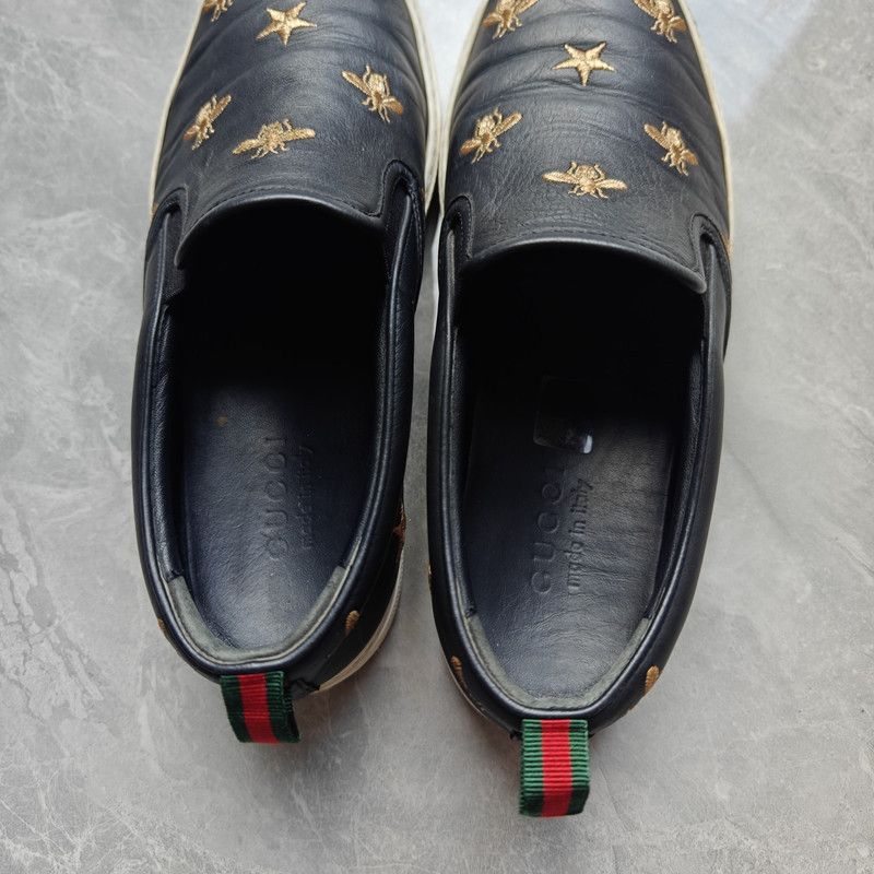 Gucci Gucci Black Bee Embroidered Slip-On Sneakers 0079 Size US 8 / EU 41 - 6 Thumbnail