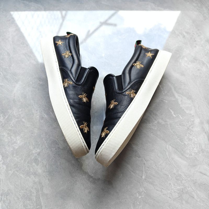 Gucci Gucci Black Bee Embroidered Slip-On Sneakers 0079 Size US 8 / EU 41 - 11 Thumbnail