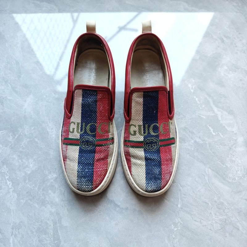 Gucci Gucci Striped Slip-On Fashion Sneakers for Men 0079 Size US 8.5 / EU 41-42 - 2 Thumbnail