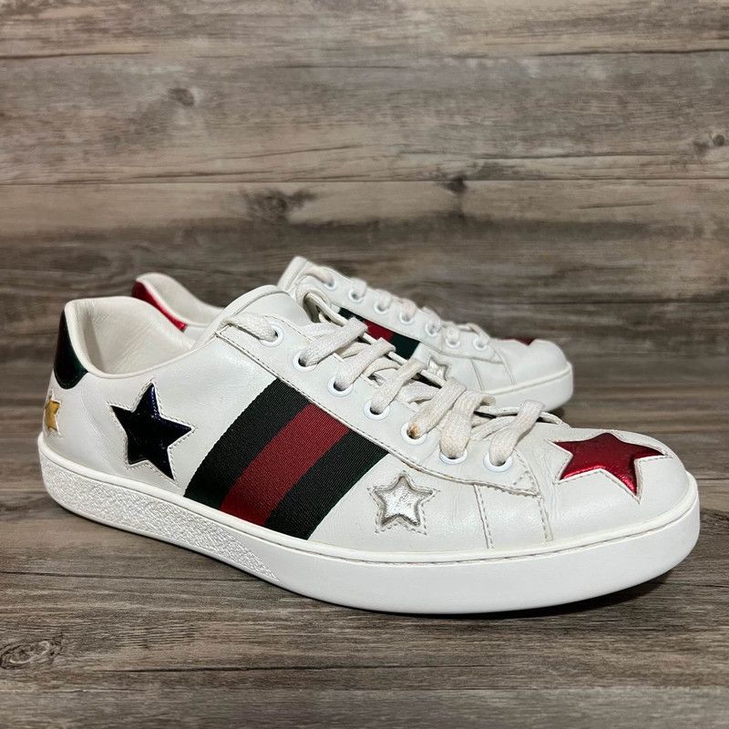 Gucci Gucci Ace Star Fashion Sneakers for Men 0079 Size US 8 / EU 41 - 10 Thumbnail