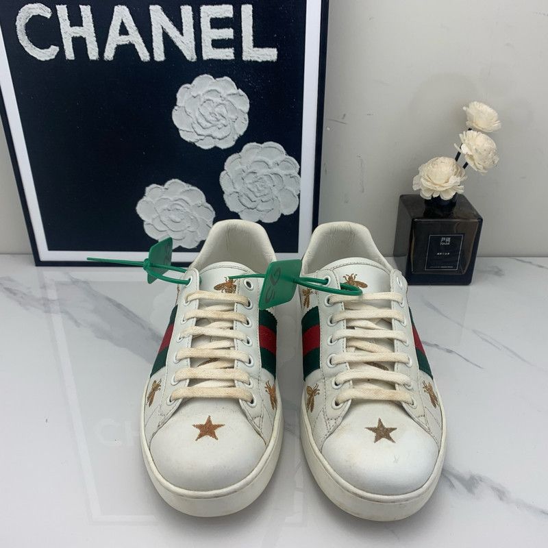 Gucci Gucci Ace Leather Bee Embroidered Sneakers 0079 Size US 6.5 / EU 39-40 - 2 Thumbnail