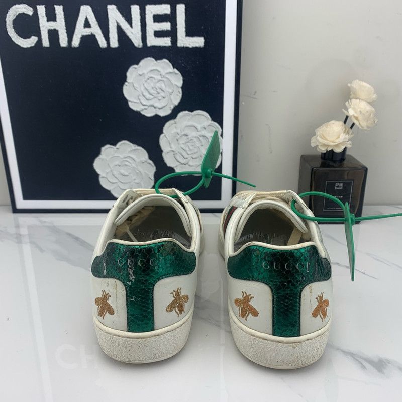 Gucci Gucci Ace Leather Bee Embroidered Sneakers 0079 Size US 6.5 / EU 39-40 - 3 Thumbnail