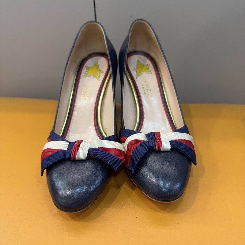 Gucci Gucci Black High Heel Bow Shoes 0079 Size US 6.5 / EU 39-40 - 2 Thumbnail