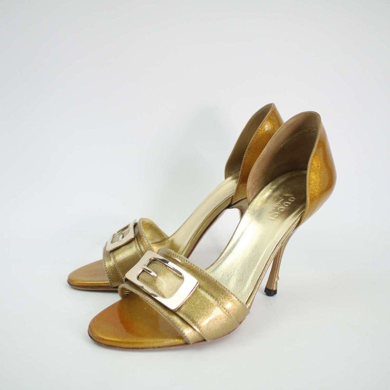 Gucci Gucci Golden High Heels with Stylish Buckle 0079 Size US 5.5 / EU 38 - 2 Thumbnail
