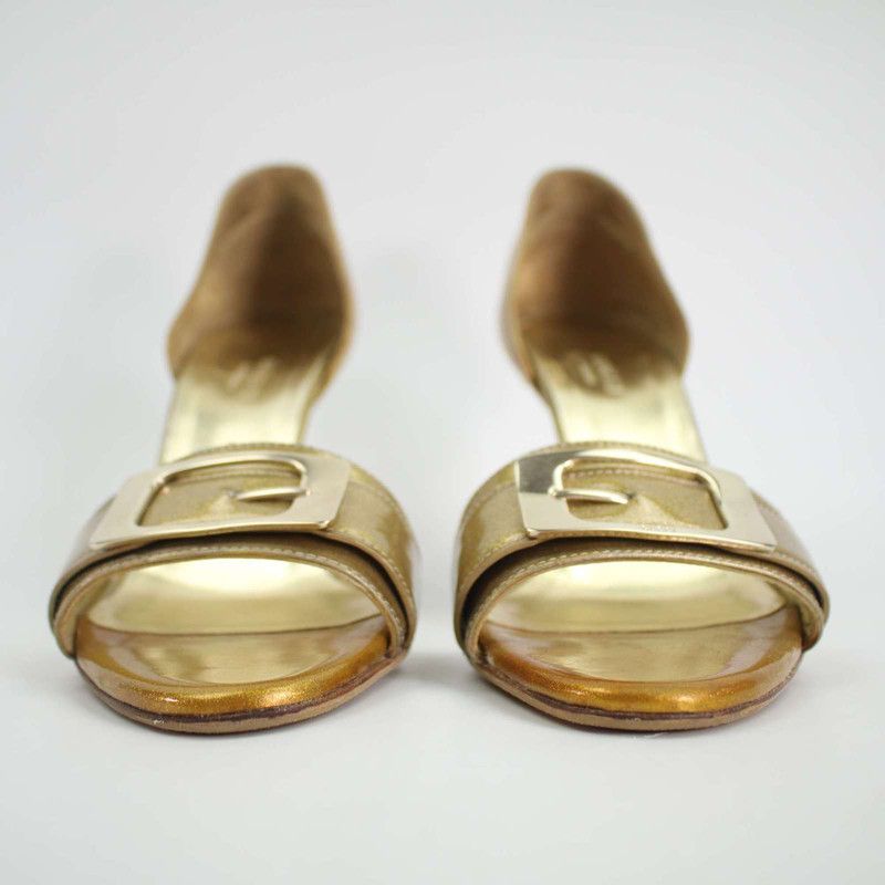Gucci Gucci Golden High Heels with Stylish Buckle 0079 Size US 5.5 / EU 38 - 8 Thumbnail