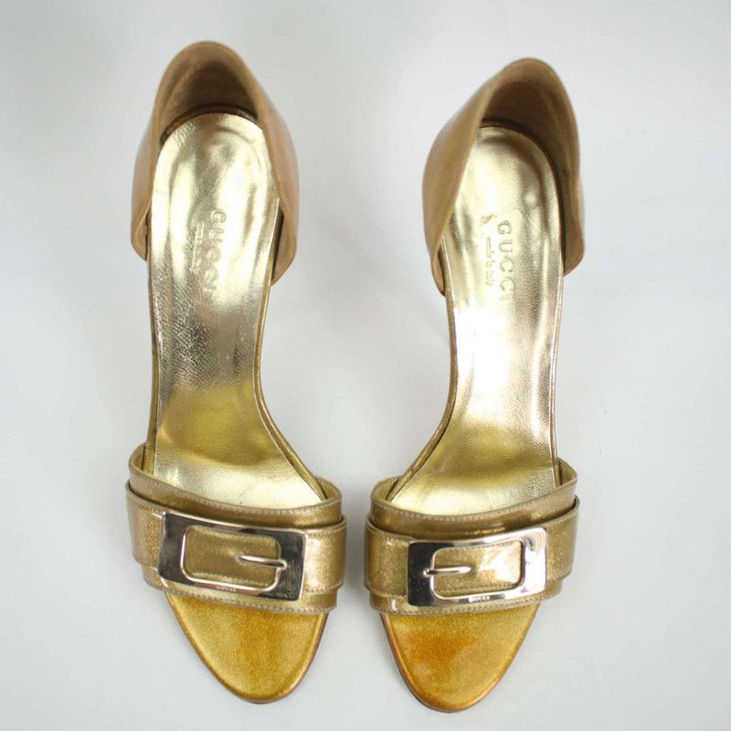 Gucci Gucci Golden High Heels with Stylish Buckle 0079 Size US 5.5 / EU 38 - 3 Thumbnail