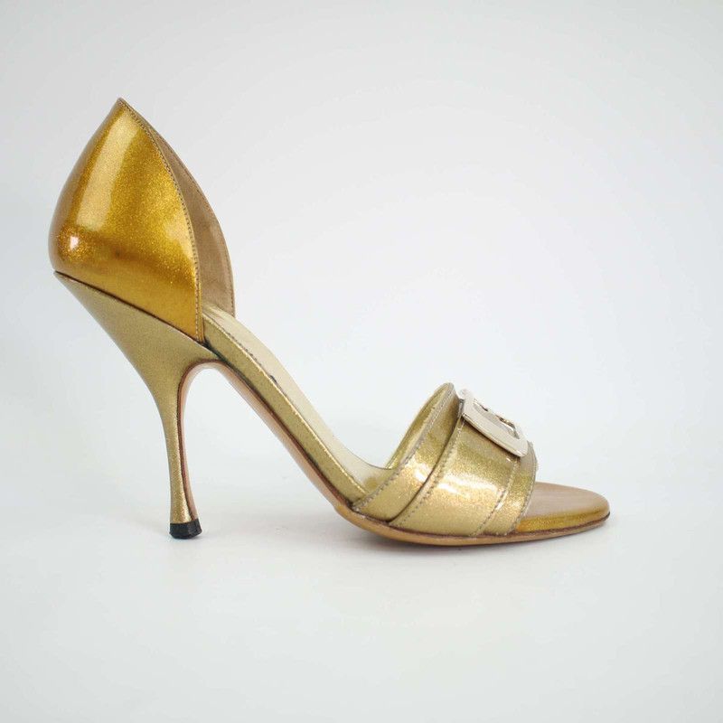 Gucci Gucci Golden High Heels with Stylish Buckle 0079 Size US 5.5 / EU 38 - 5 Thumbnail