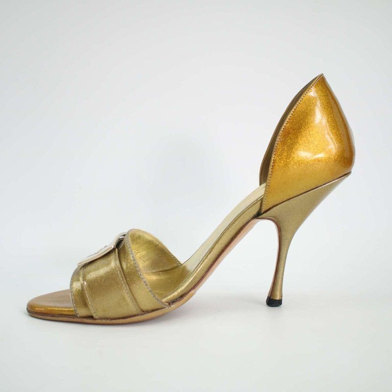 Gucci Gucci Golden High Heels with Stylish Buckle 0079 Size US 5.5 / EU 38 - 4 Thumbnail