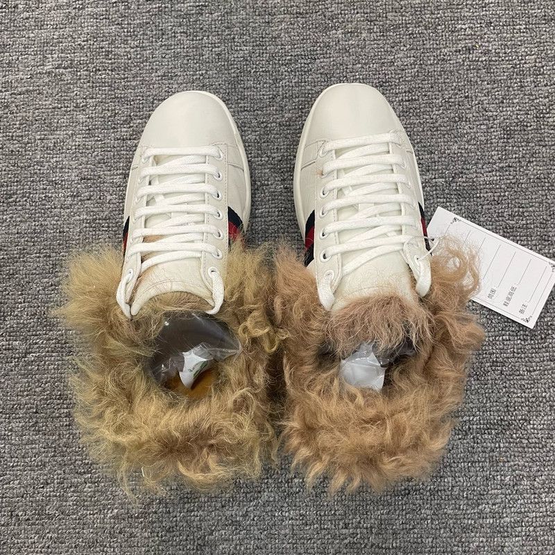 Gucci Gucci Ace Wool Embroidered Bee White Sneakers 0079 Size US 6.5 / EU 39-40 - 3 Thumbnail