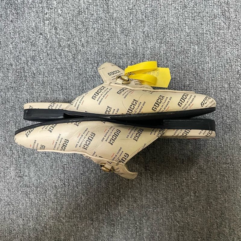 Gucci Gucci Beige Leather Patterned Casual Slippers 0079 Size US 7.5 / EU 40-41 - 7 Thumbnail
