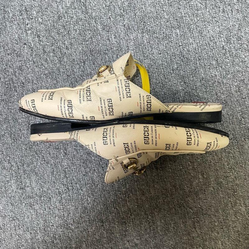Gucci Gucci Beige Leather Patterned Casual Slippers 0079 Size US 7.5 / EU 40-41 - 6 Thumbnail
