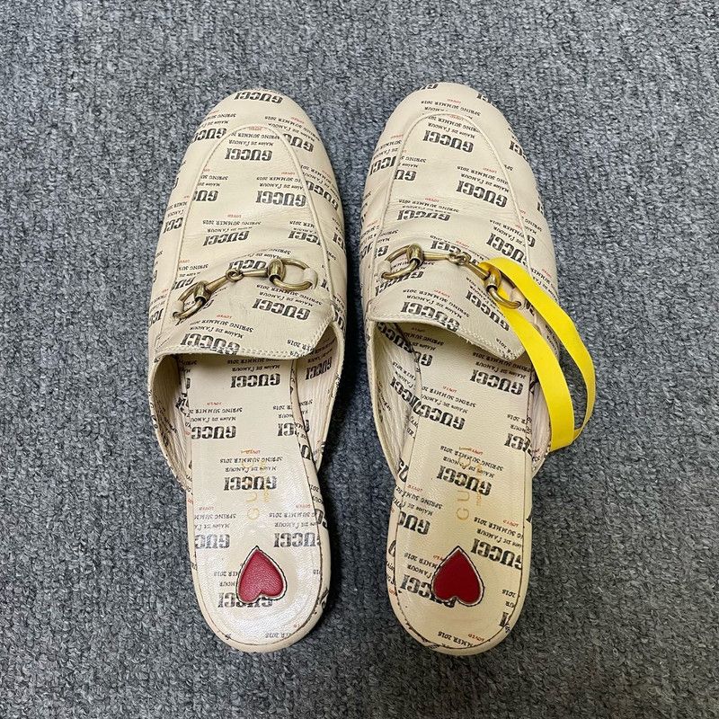Gucci Gucci Beige Leather Patterned Casual Slippers 0079 Size US 7.5 / EU 40-41 - 3 Thumbnail