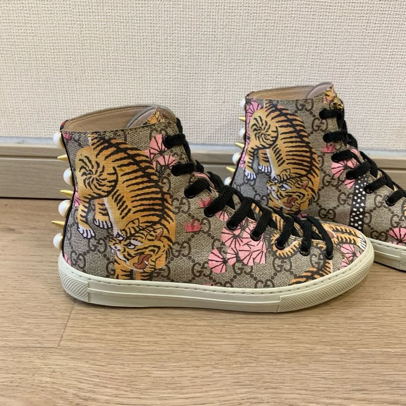 Gucci Gucci Tiger Print High-Top Sneakers 0079 Size US 5.5 / EU 38 - 3 Thumbnail