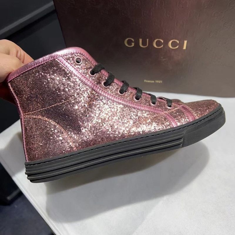 Gucci Gucci Sequin High-Top Sneakers in Pink 0079 Size US 5.5 / EU 38 - 3 Thumbnail