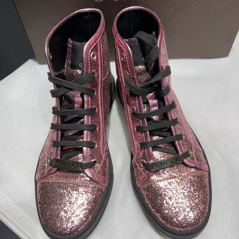 Gucci Gucci Sequin High-Top Sneakers in Pink 0079 Size US 5.5 / EU 38 - 4 Thumbnail