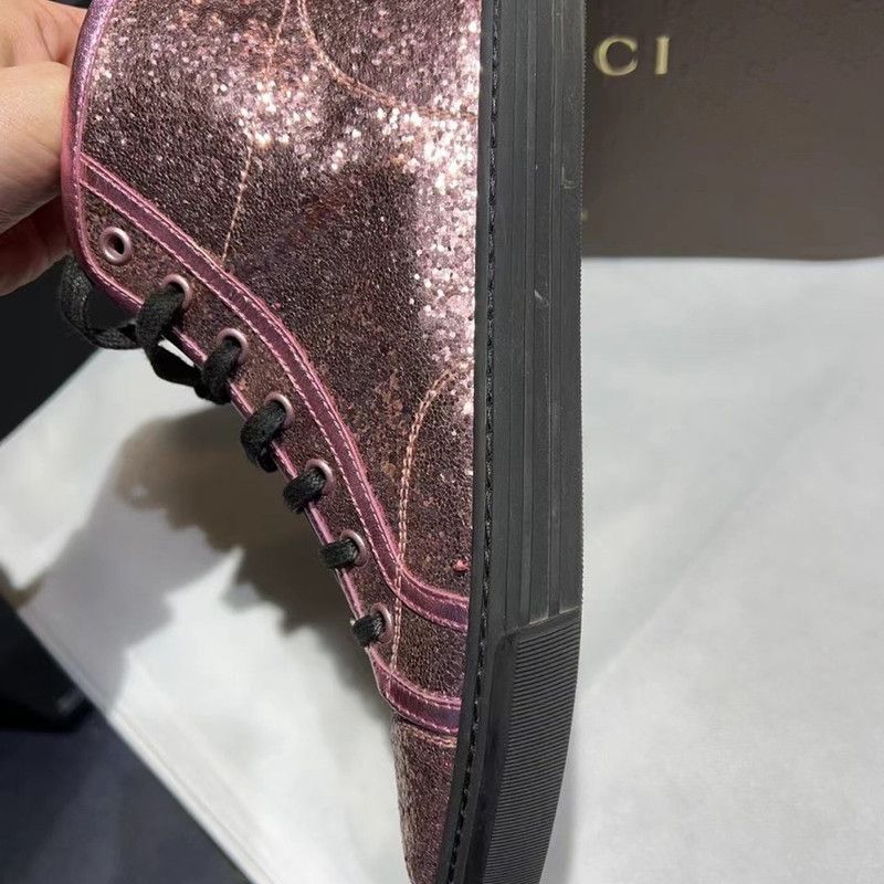 Gucci Gucci Sequin High-Top Sneakers in Pink 0079 Size US 5.5 / EU 38 - 2 Thumbnail