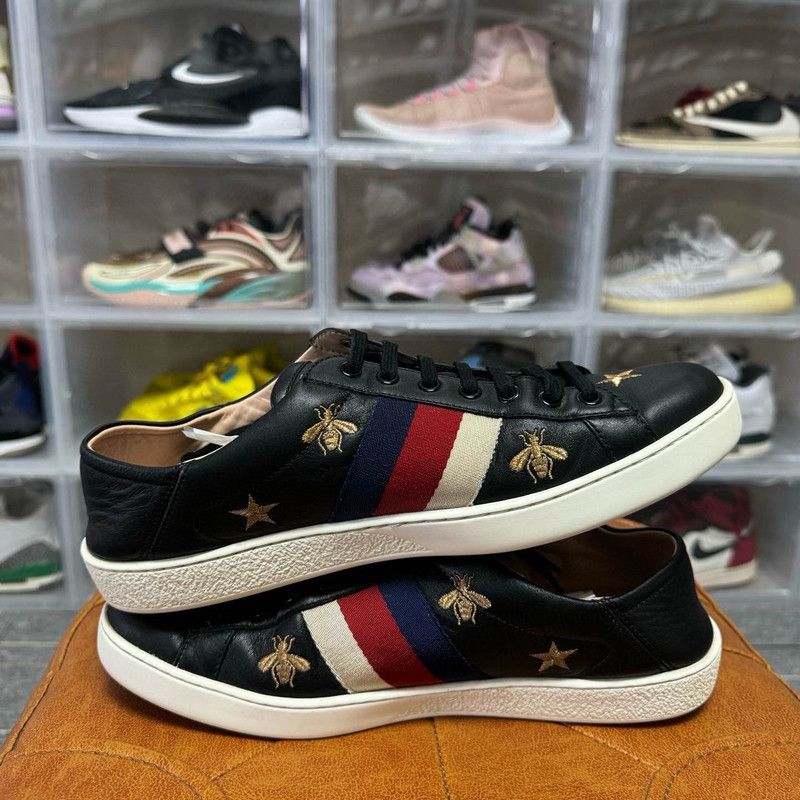 Gucci Gucci Ace Bees and Stars Black Sneakers 0079 Size US 8 / EU 41 - 7 Thumbnail