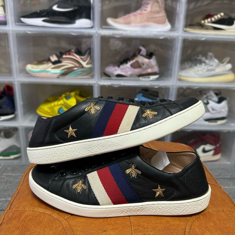 Gucci Gucci Ace Bees and Stars Black Sneakers 0079 Size US 8 / EU 41 - 8 Thumbnail