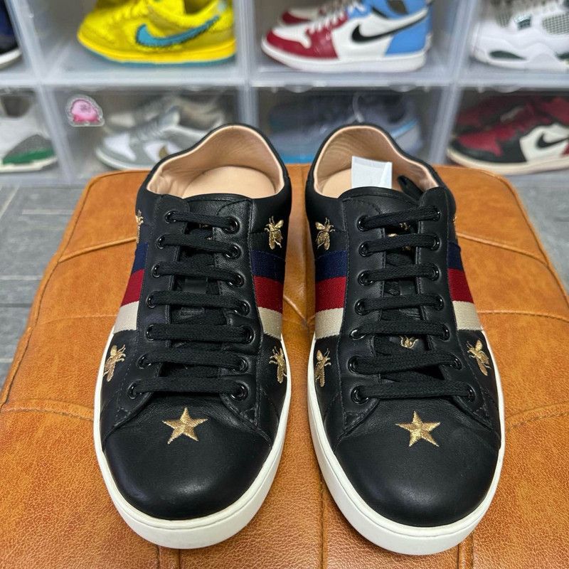 Gucci Gucci Ace Bees and Stars Black Sneakers 0079 Size US 8 / EU 41 - 2 Thumbnail