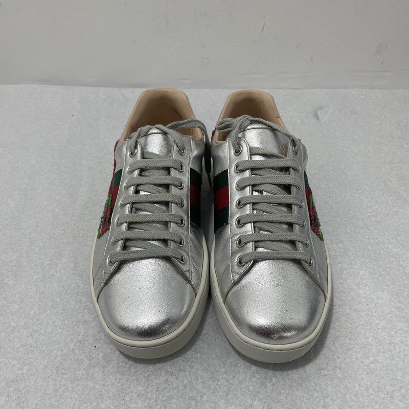 Gucci Gucci Silver Casual Sneakers with Dragon Embroidery 0079 Size US 7.5 / EU 40-41 - 2 Thumbnail