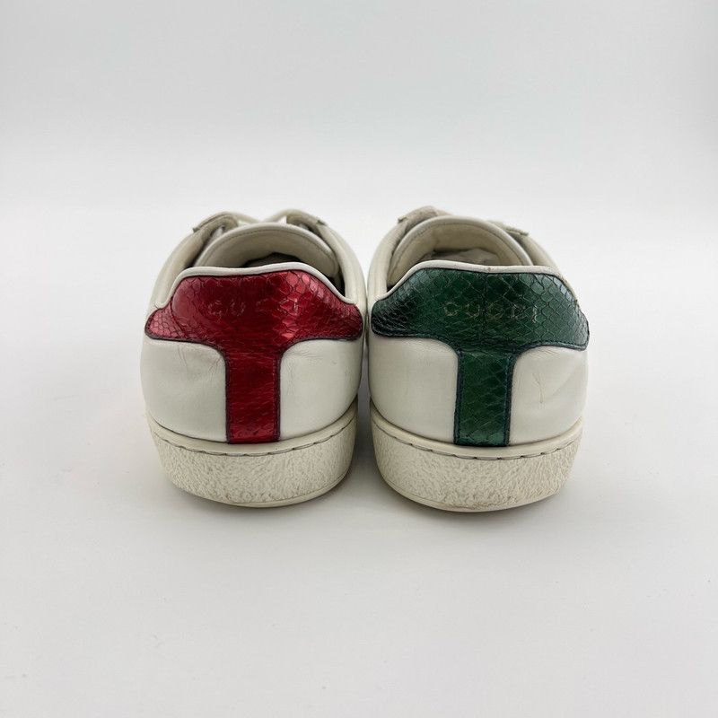 Gucci Gucci Ace Leather Sneakers in White and Green 0079 Size US 6.5 / EU 39-40 - 3 Thumbnail