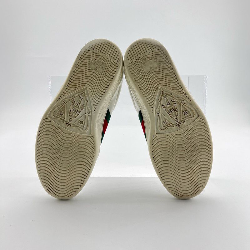 Gucci Gucci Ace Leather Sneakers in White and Green 0079 Size US 6.5 / EU 39-40 - 4 Thumbnail