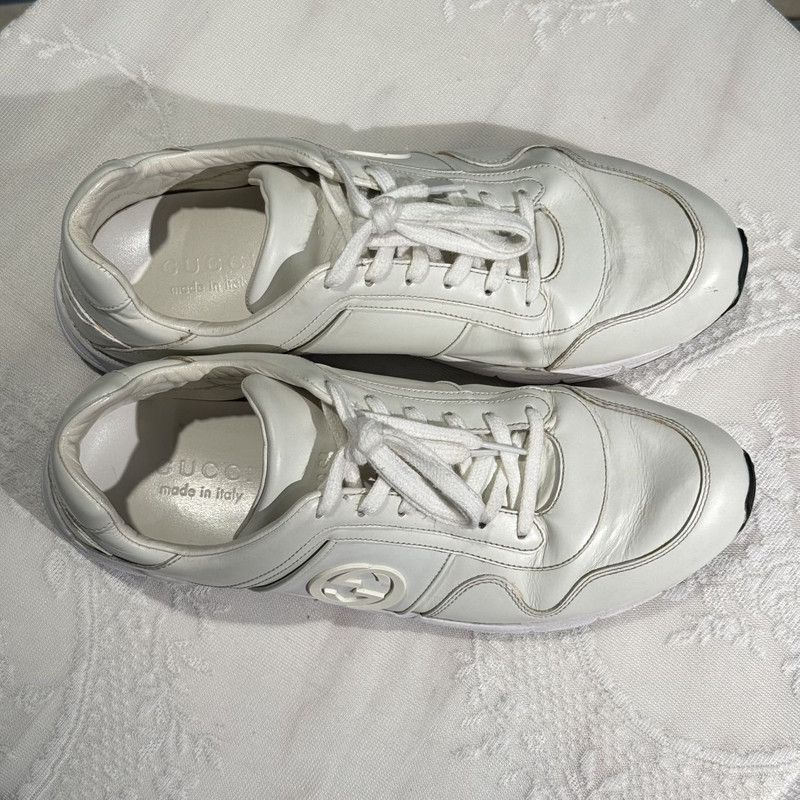 Gucci Gucci White Leather Low-Top Sports Sneakers 0079 Size US 9.5 / EU 42-43 - 7 Thumbnail