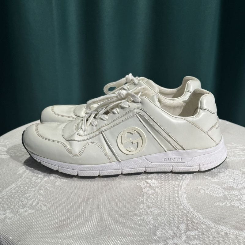 Gucci Gucci White Leather Low-Top Sports Sneakers 0079 Size US 9.5 / EU 42-43 - 3 Thumbnail