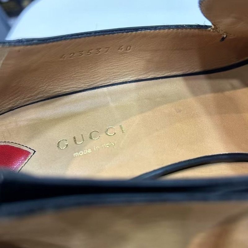 Gucci Gucci Black Leather Mid-Heel Loafer 0079 Size US 9 / EU 42 - 7 Thumbnail