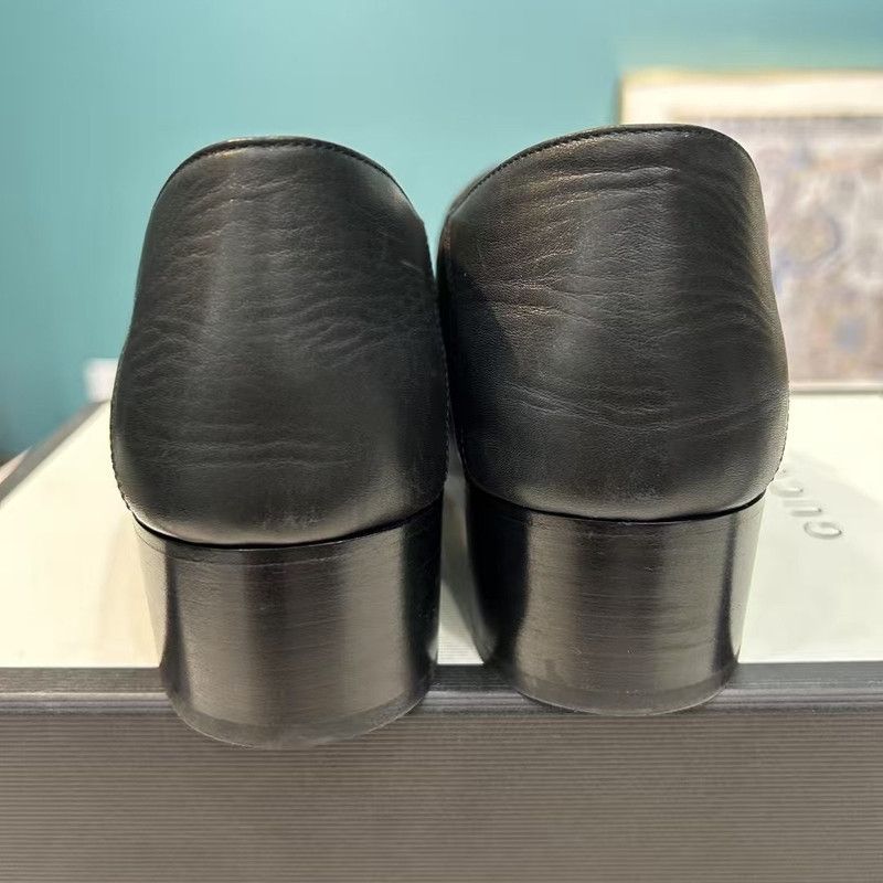 Gucci Gucci Black Leather Mid-Heel Loafer 0079 Size US 9 / EU 42 - 3 Thumbnail