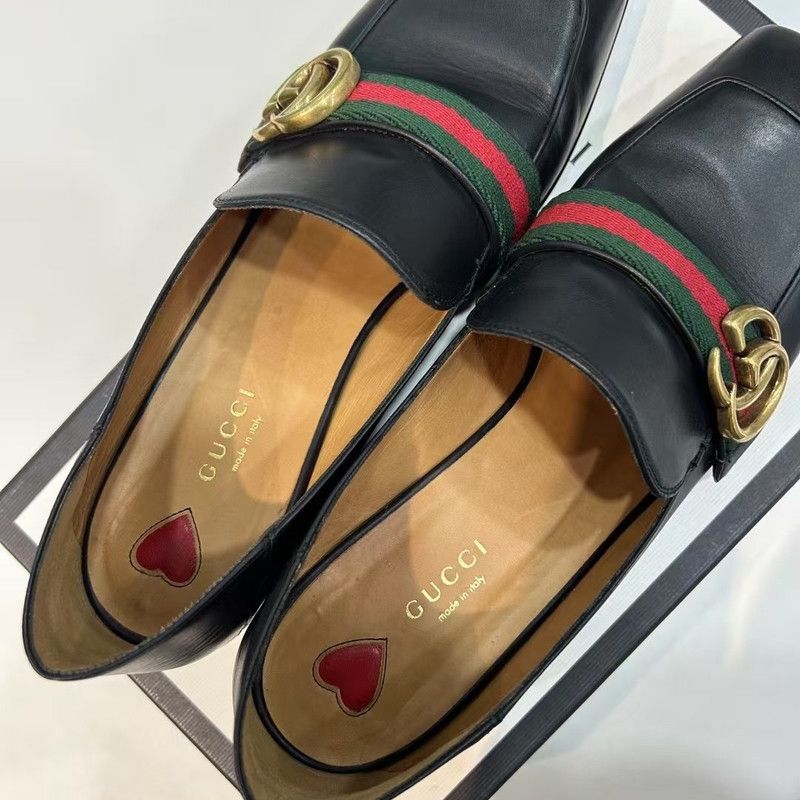 Gucci Gucci Black Leather Mid-Heel Loafer 0079 Size US 9 / EU 42 - 6 Thumbnail