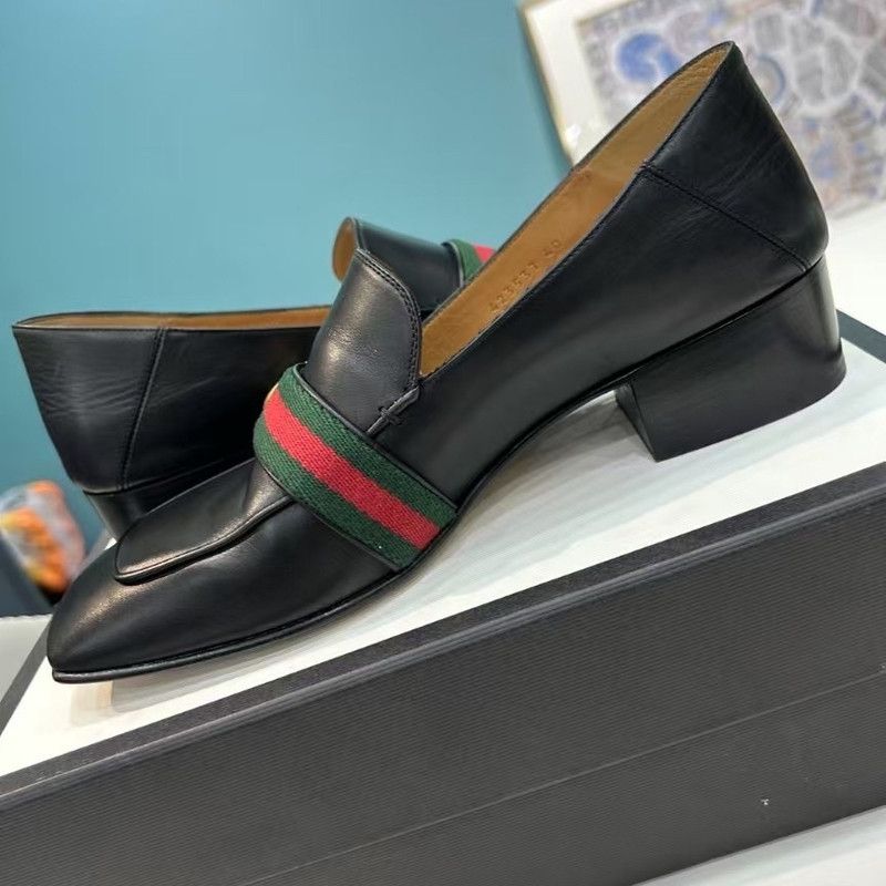 Gucci Gucci Black Leather Mid-Heel Loafer 0079 Size US 9 / EU 42 - 5 Thumbnail