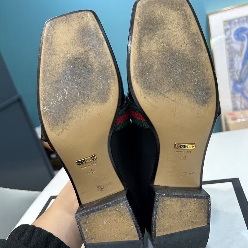 Gucci Gucci Black Leather Mid-Heel Loafer 0079 Size US 9 / EU 42 - 8 Thumbnail