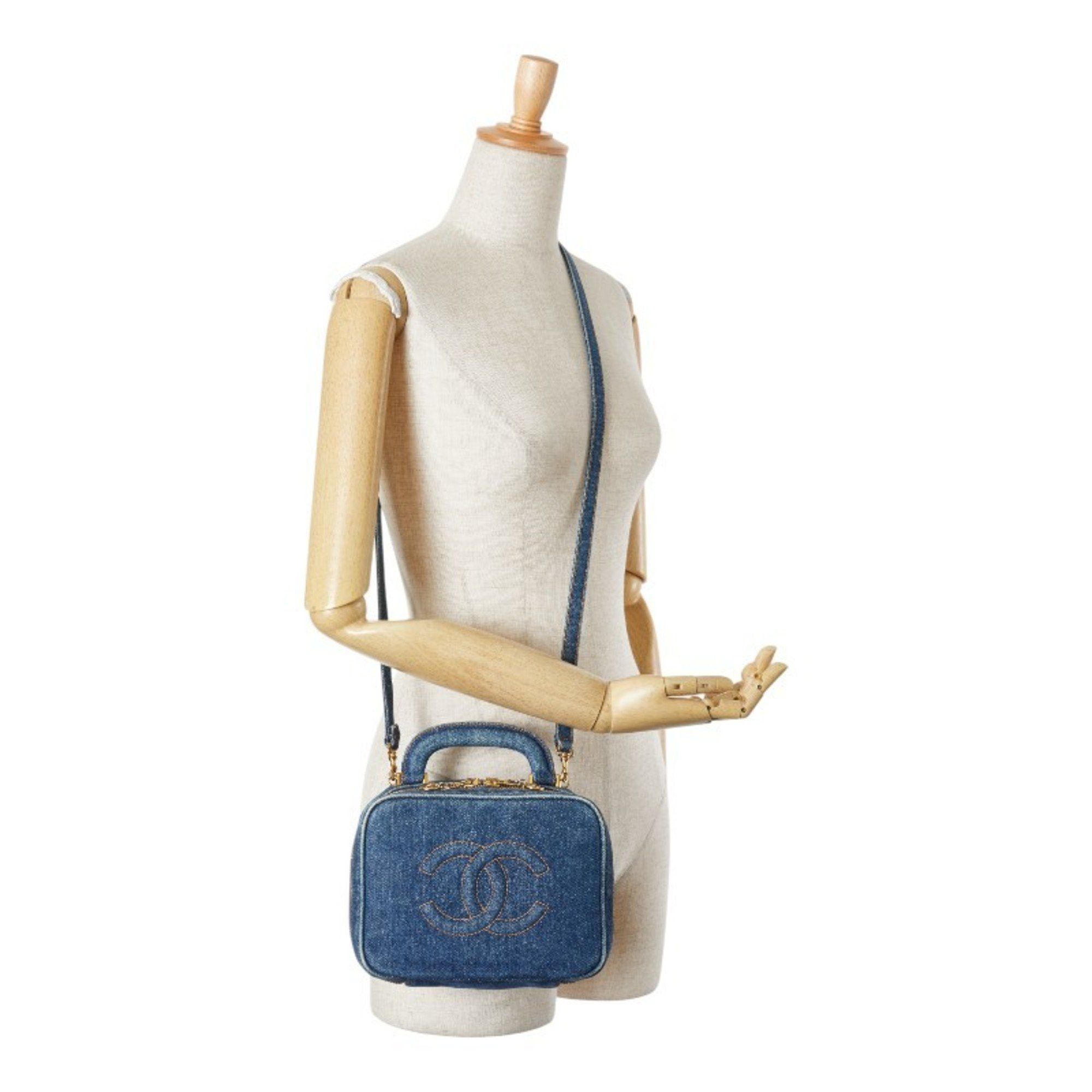 Chanel Chanel Coco Mark Vanity Bag Shoulder 2-Way Indigo Blue Denim Women's CHANEL Size ONE SIZE - 10 Thumbnail