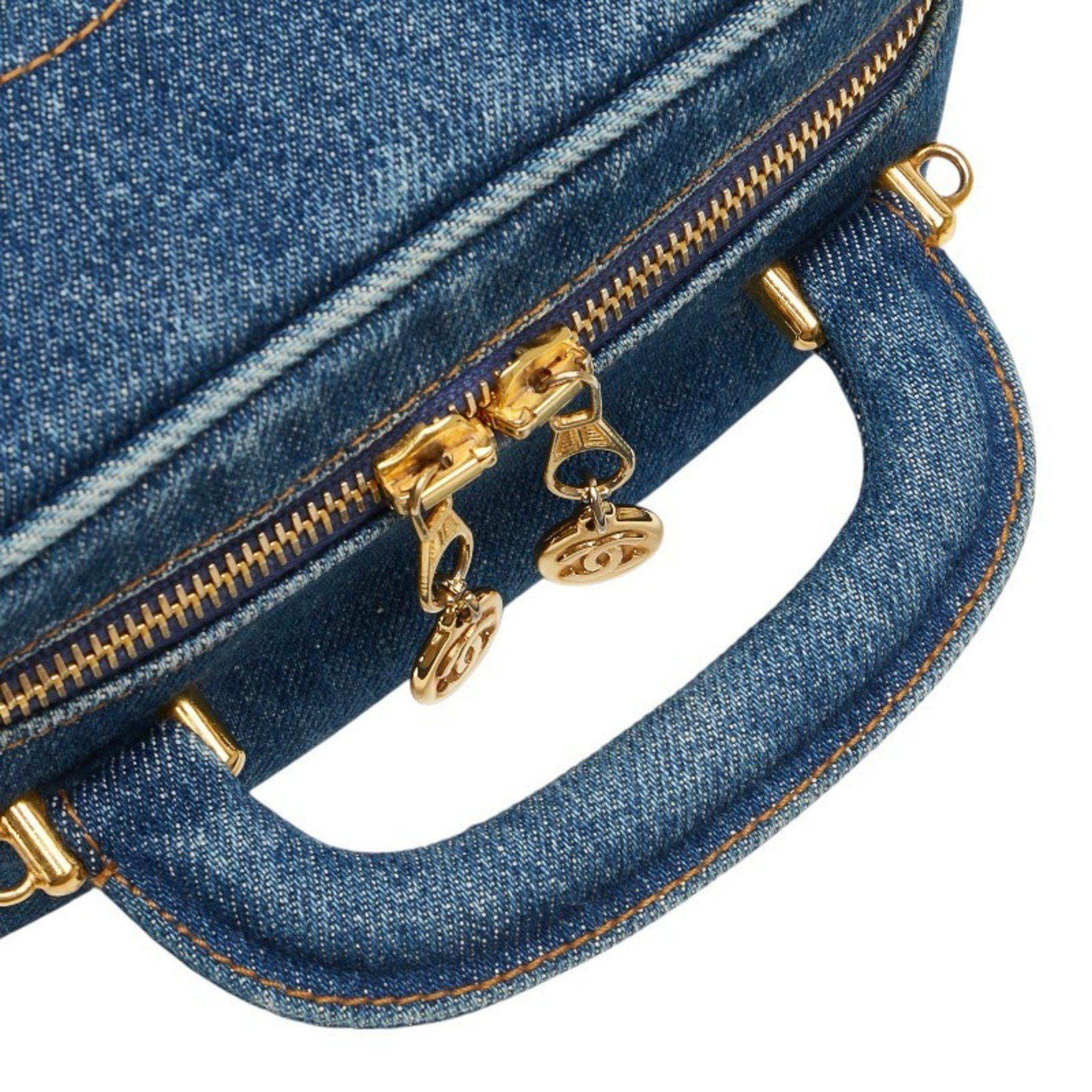 Chanel Chanel Coco Mark Vanity Bag Shoulder 2-Way Indigo Blue Denim Women's CHANEL Size ONE SIZE - 4 Thumbnail