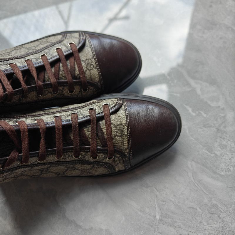Gucci Gucci High Top Lace-Up Sneakers in Beige 0079 Size US 8.5 / EU 41-42 - 8 Thumbnail