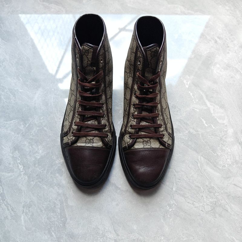 Gucci Gucci High Top Lace-Up Sneakers in Beige 0079 Size US 8.5 / EU 41-42 - 2 Thumbnail