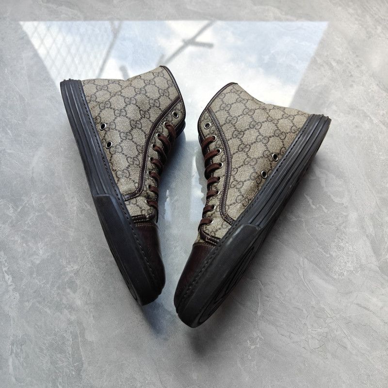 Gucci Gucci High Top Lace-Up Sneakers in Beige 0079 Size US 8.5 / EU 41-42 - 11 Thumbnail