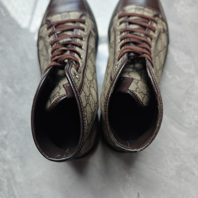 Gucci Gucci High Top Lace-Up Sneakers in Beige 0079 Size US 8.5 / EU 41-42 - 6 Thumbnail