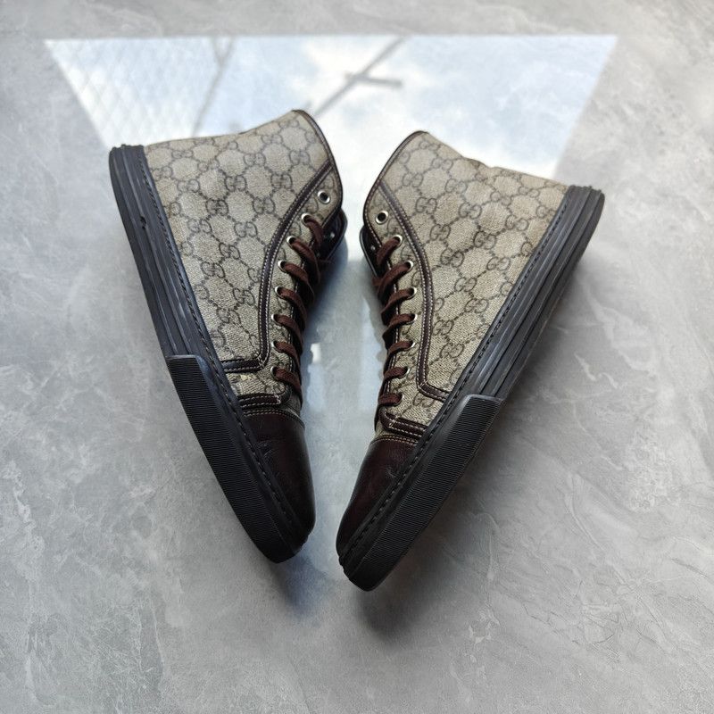 Gucci Gucci High Top Lace-Up Sneakers in Beige 0079 Size US 8.5 / EU 41-42 - 10 Thumbnail