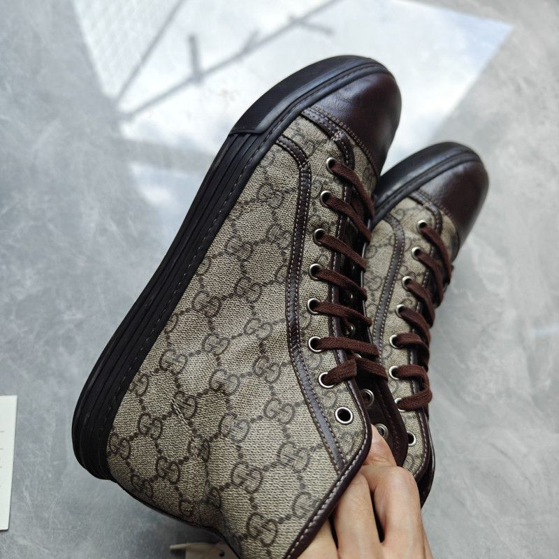 Gucci Gucci High Top Lace-Up Sneakers in Beige 0079 Size US 8.5 / EU 41-42 - 9 Thumbnail