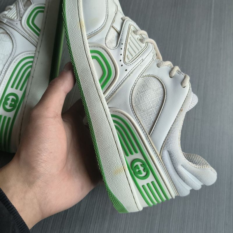 Gucci Gucci Basket Low Top Sneakers in White and Green 0079 Size US 6.5 / EU 39-40 - 6 Thumbnail
