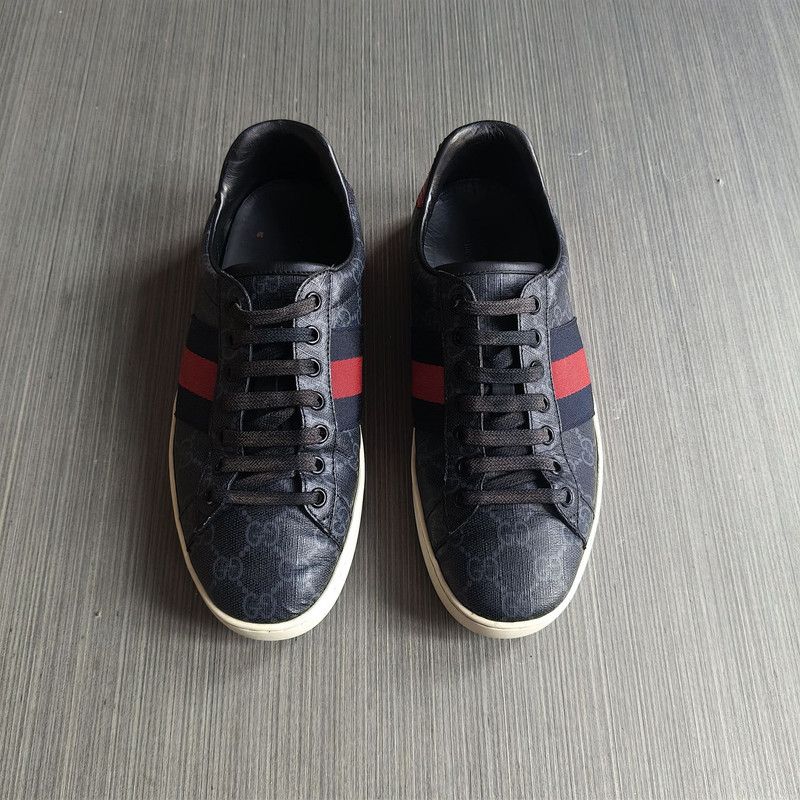 Gucci Gucci Ace Canvas Leather Sneakers in Black 0079 Size US 8.5 / EU 41-42 - 2 Thumbnail