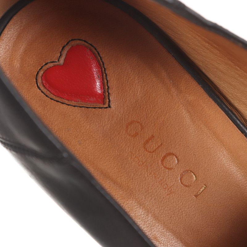 Gucci Gucci Black Leather Mid-Heel Loafers 0079 Size US 5.5 / EU 38 - 10 Thumbnail