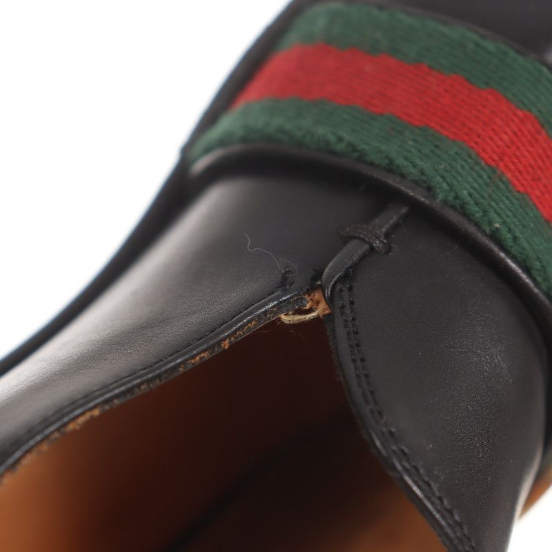 Gucci Gucci Black Leather Mid-Heel Loafers 0079 Size US 5.5 / EU 38 - 9 Thumbnail