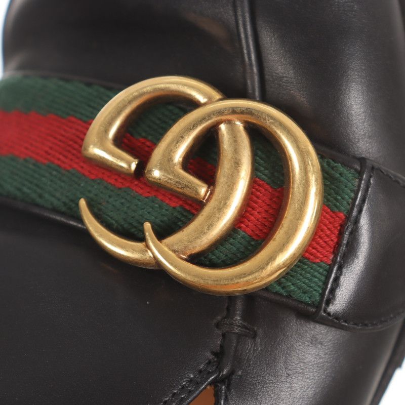 Gucci Gucci Black Leather Mid-Heel Loafers 0079 Size US 5.5 / EU 38 - 7 Thumbnail