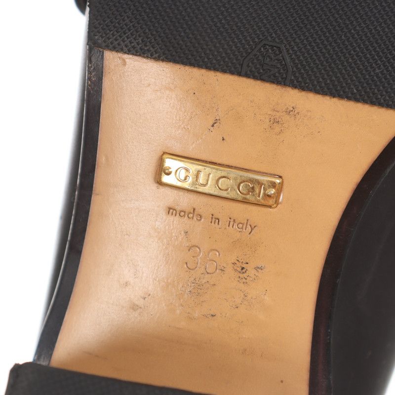 Gucci Gucci Black Leather Mid-Heel Loafers 0079 Size US 5.5 / EU 38 - 6 Thumbnail
